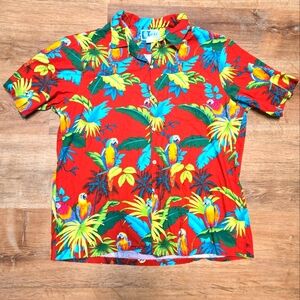 Made In Hawaii RJC ltd Colorful Parrot Print Men's Shirt Size XL